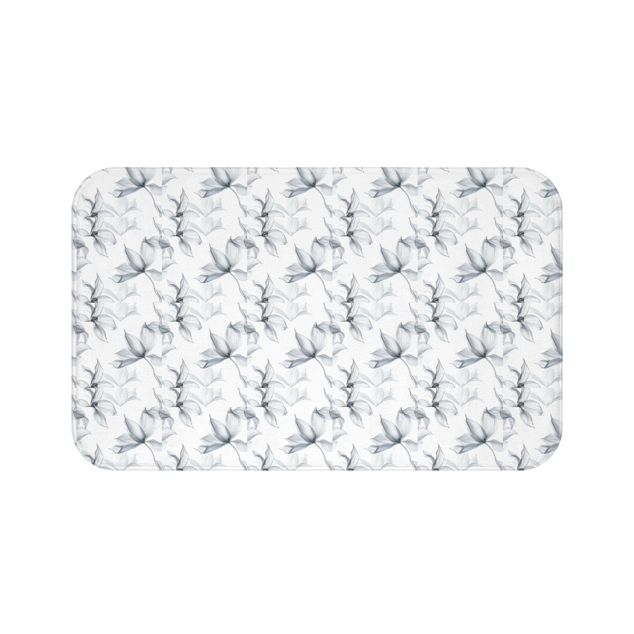 Floral Gray Bath Mat — Soft Watercolor Orchid Pattern for Bathroom Decor