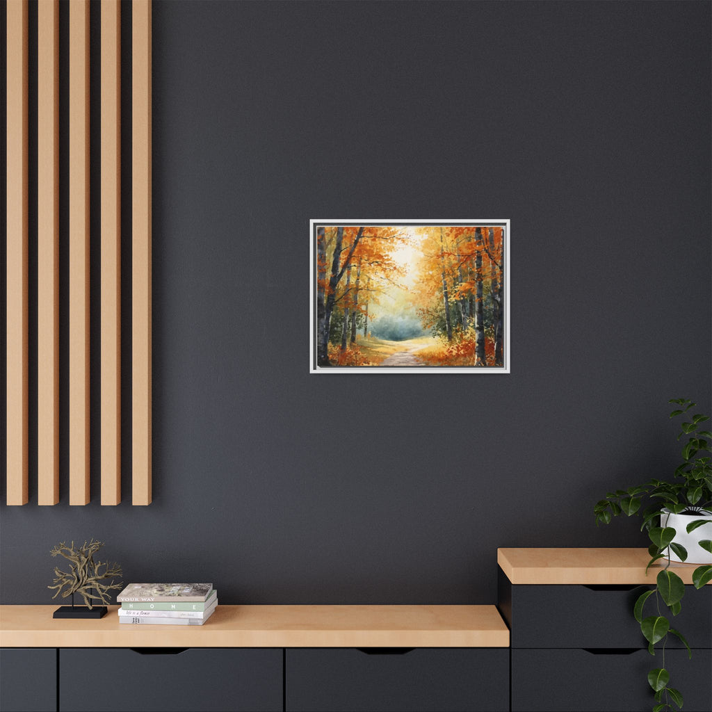 Autumn Forest Framed Canvas Wall Art — Matte Multi-Color
