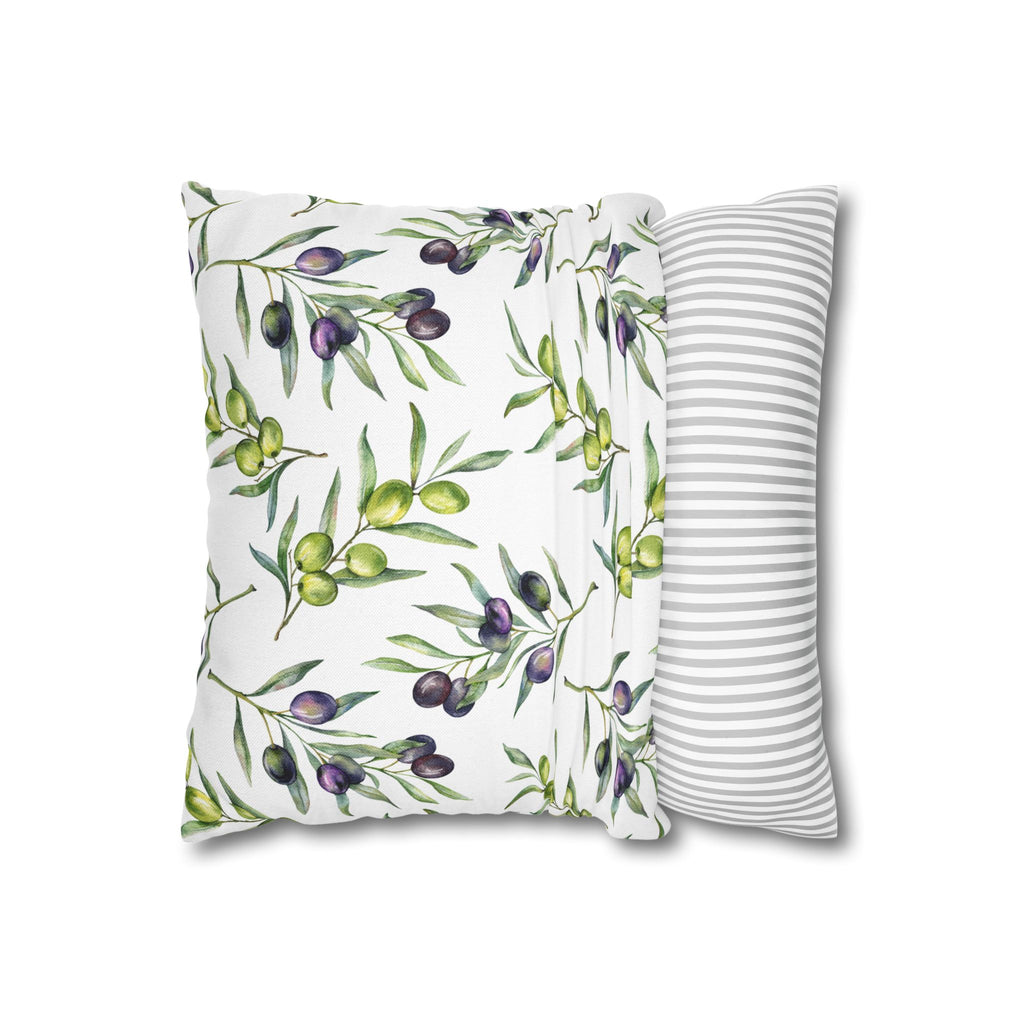 Olive Branch Decorative Pillowcase - Watercolor Mediterranean Throw Pillow Cover