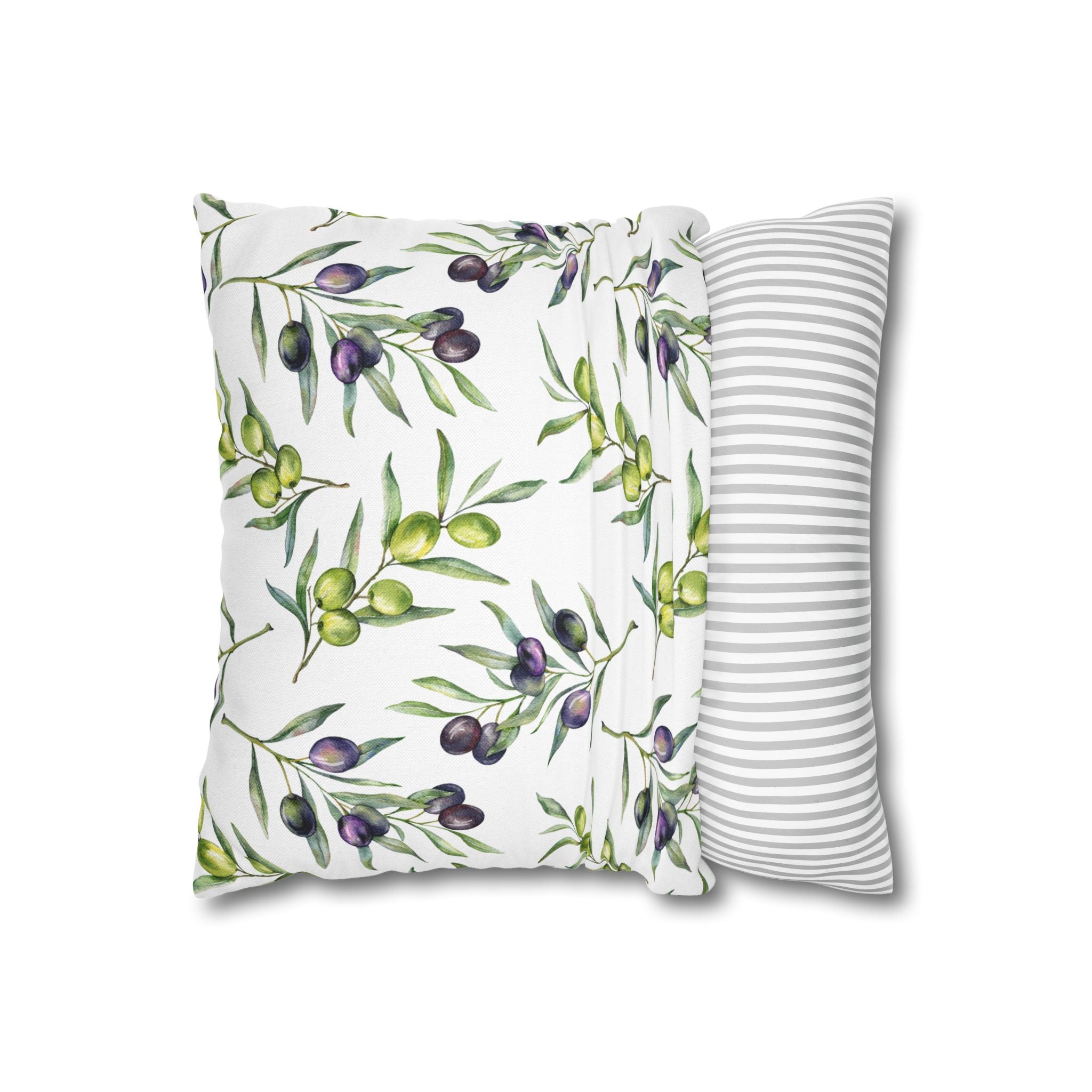 Olive Branch Decorative Pillowcase - Watercolor Mediterranean Throw Pillow Cover