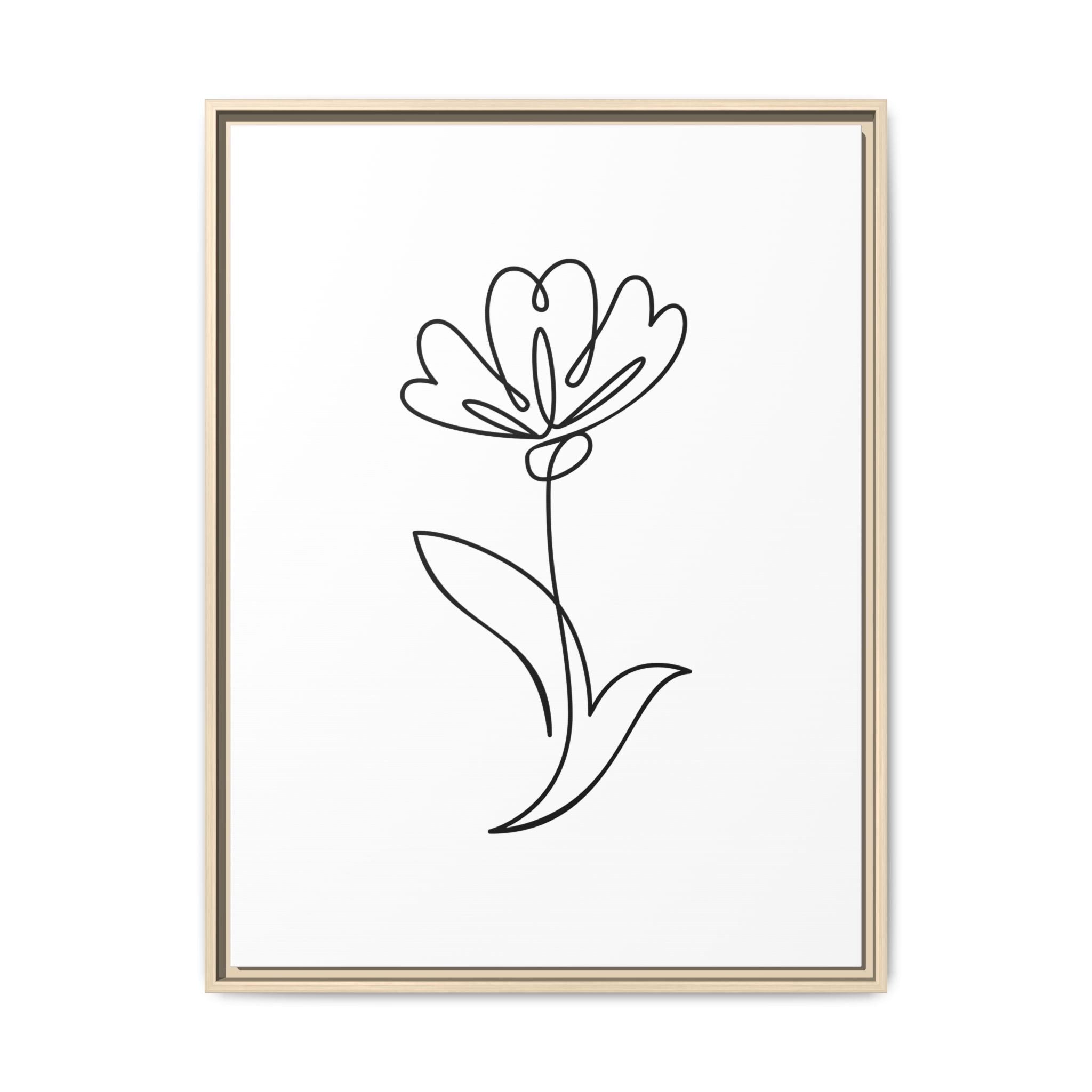 Minimal Floral Line Art Framed Canvas — Matte Multi-Color
