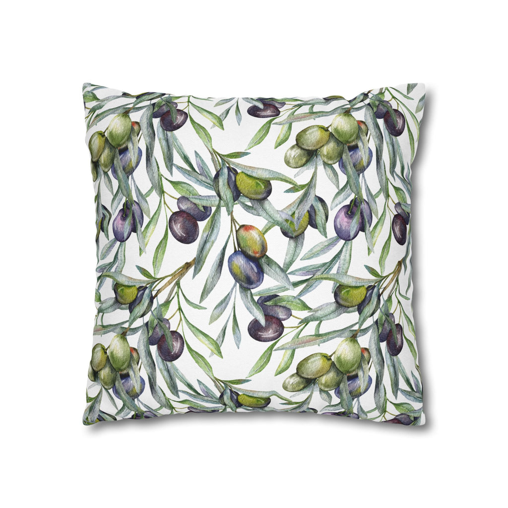 Olive Branch Decorative Pillowcase — Watercolor Mediterranean Throw Pillow Cover