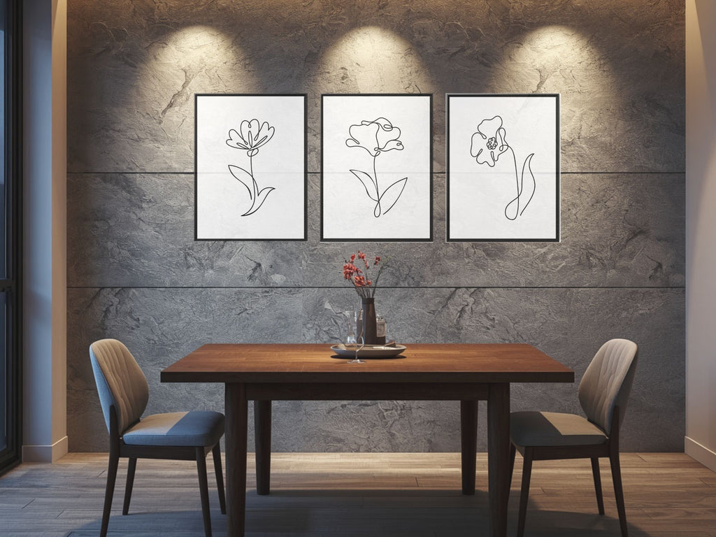 Minimal Line Art Floral Print Set Of 3