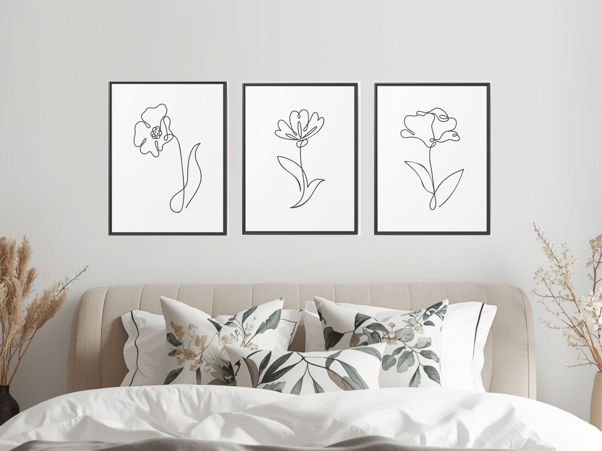 Minimal Line Art Floral Print Set Of 3